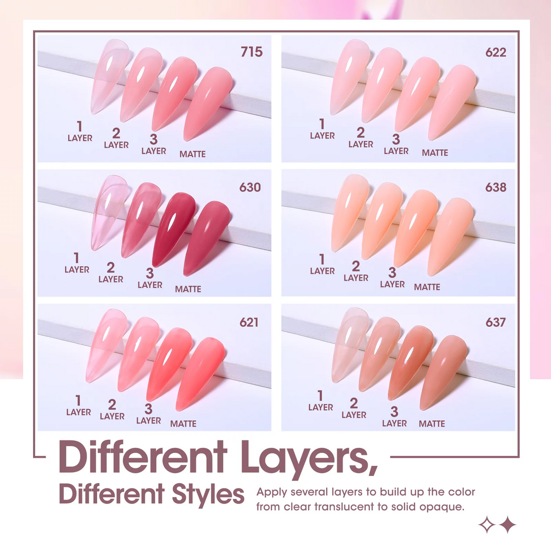 Gellen Jelly Gel Nail Polish Kit, 6 Colors Translucent Pink Sheer Nude Brown Starter Set, Gifts for Girls Women