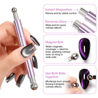 Gellen Cat Eye Magnet for Nails, Magnetic Nail Tool Kit with Double Ended Magnet Pen, Ball Magnets & French Tip Guide Plate for Cat Eye Gel Polish Nail Art