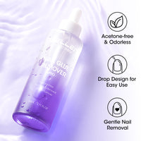 Gellen Nail Glue Remover for Press on Nails, 80ML Nail Glue Remover for UV Nail Glue, Non acetone Gentle Glue Off for Nails Glue False Tips