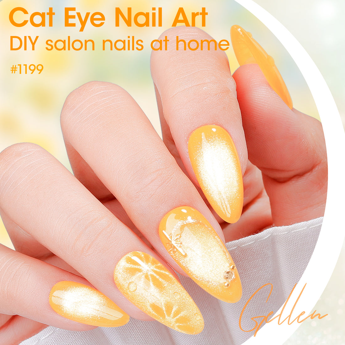 Gellen Neon Cat Eye Gel Nail Polish Set, 6Colors Purple Pink Green Blue Orange Shimmer Holographic Magnetic, 10ML UV Gel Polish Kit at Home