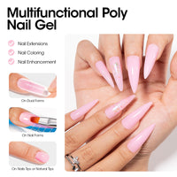 Gellen Poly Gel Nail Extension Gel, 60g Baby Pink Builder Nail Gel Long Lasting Trendy Nail Art Design for Salon Manicure Beginner Easy DIY