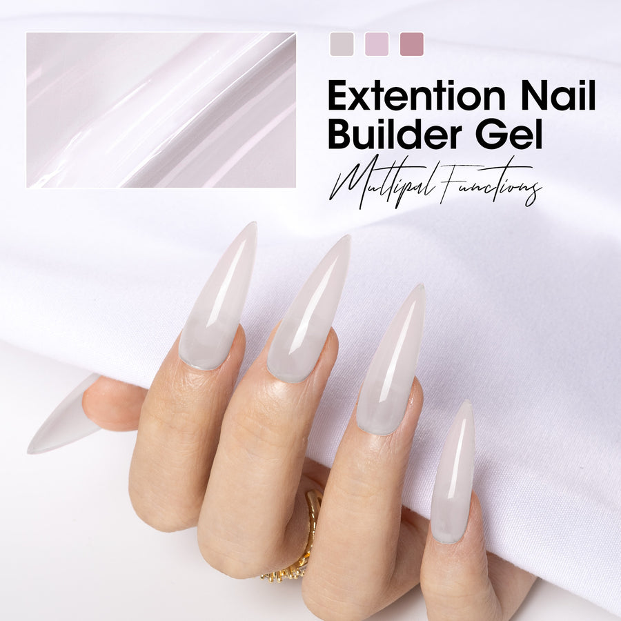 Gellen Builder Nail Gel, 4 Colors Nail Extension Gel Set Gray, Nude Brown, Nude Red, Light Purple Hard Gel Builder Nail Extension for Nail Art