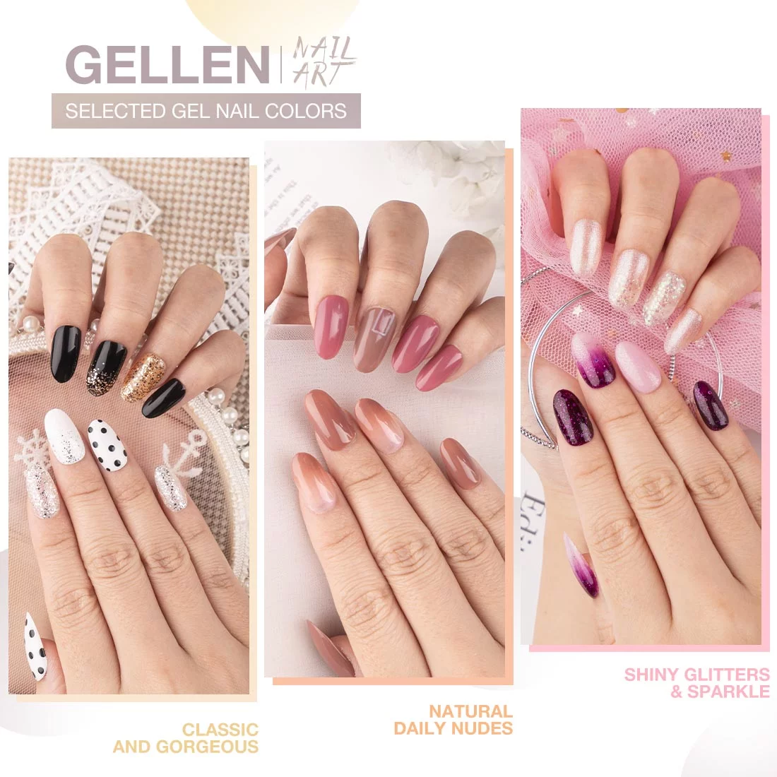 Gellen Gel Nail Polish Kit, 16 Colors Gel Polish Set with Top & Base Coat, Classic Elegance Gel Polish Nails, Nail Art Manicure Set Gifts for Women