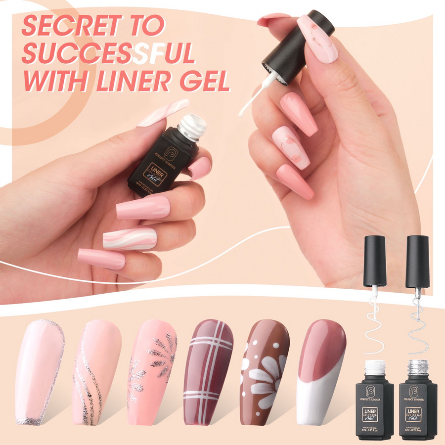 Perfect Summer Gel Nail Polish Kit with UV Lamp, 36W Nail Light, 6 Nude Pink Brown Milky Colors and No Wipe Top Base Coats, 2pcs Liner Gel, Nail Manicure Tools Kit, All-in-One Kit