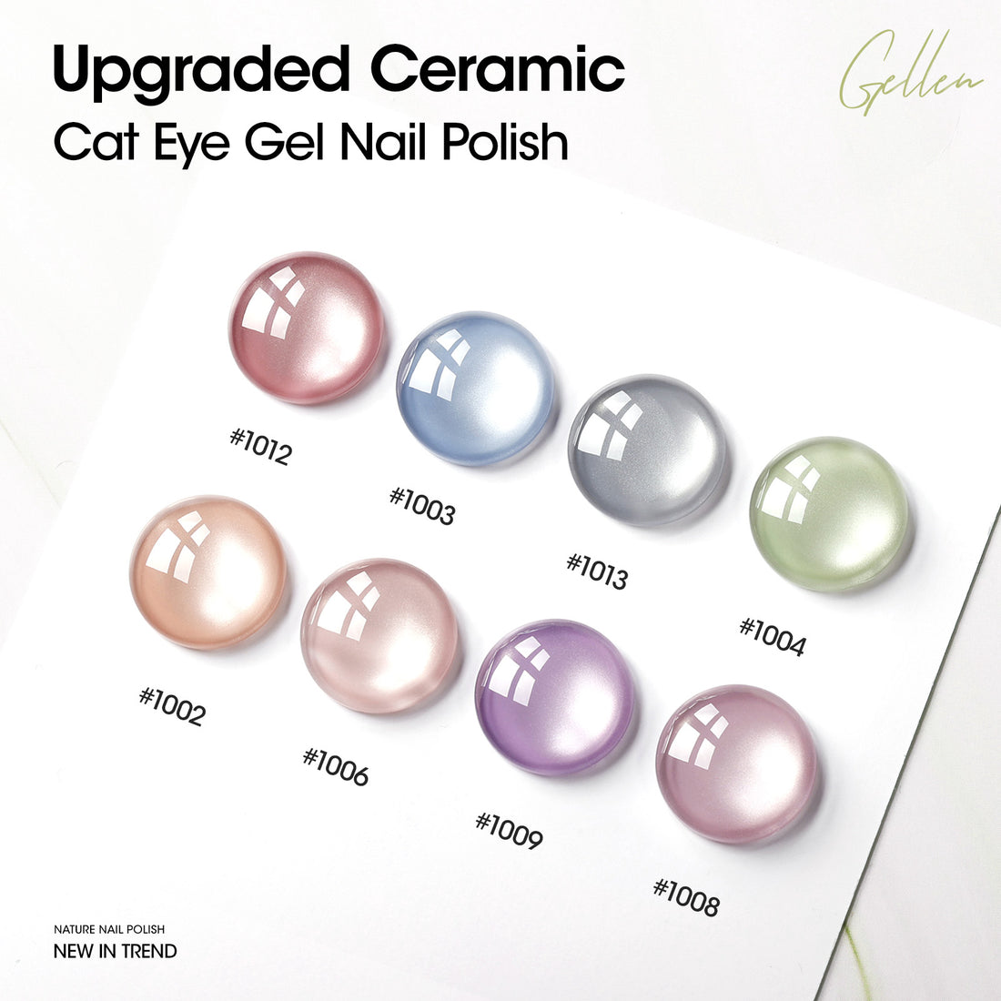 Gellen 18ML Cat Eye Gel Nail Polish, Summer Bug Color Gel Polish with Magnet Stick, Glitter Reflective Magnetic UV Gel Nail Polish for Nail Art Salon