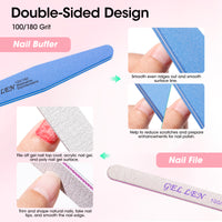 Gellen Nail Prep Kit, Nail Strengthener & Cuticle Care Set, 10PCS Nail Cleanser Pads, Nail File Buffer Block, Cuticle Oil Pen, Manicure Pedicure Tools Kit for Gel Nails, Acrylic Nail & Press on Nails