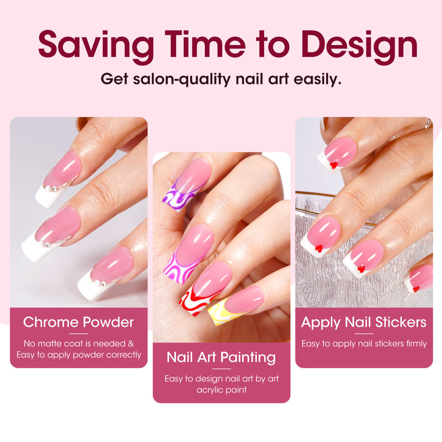 Gellen French Tips Press on Nails - 150 Pcs Pink Long Square, Salon Acrylic Press on Nails Soft Gel Nail Tips, 15 Sizes Fake Nails 3 in 1 Pre-french French Tips Full Cover Tips for Nail Art