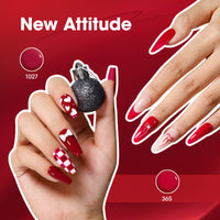Gellen Red Gel Nail Polish Set, 6 Colors Winter Christmas Burgundy Red Bloody Red Glitter Gel Polish, No Wipe Soak Off Glossy UV Gel for DIY Nail Art Salon Manicure, 10ml/0.33oz