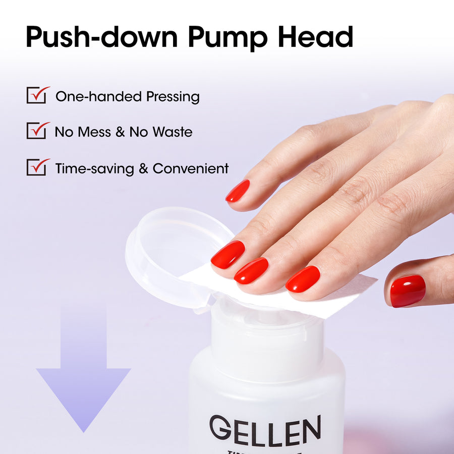 Gellen Nail Polish Remover, 180ML Non Acetone Gentle Nail Polish Remover for Regular Nail Polish, Unscented Nail Polish Remover with Easy Push-down Pump, 6.34 fl oz