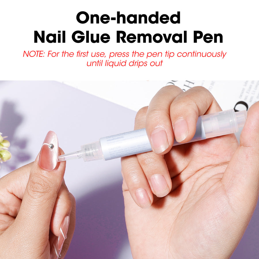 Gellen Nail Glue Remover Pen, 2Pcs 3ml Nail Glue Remover for UV Nail Glue Press on Nails, Click Remover Pen Design and Remove for Fake Nails Tips, Alcohol Acetone Free Fast Remove Gel Glue