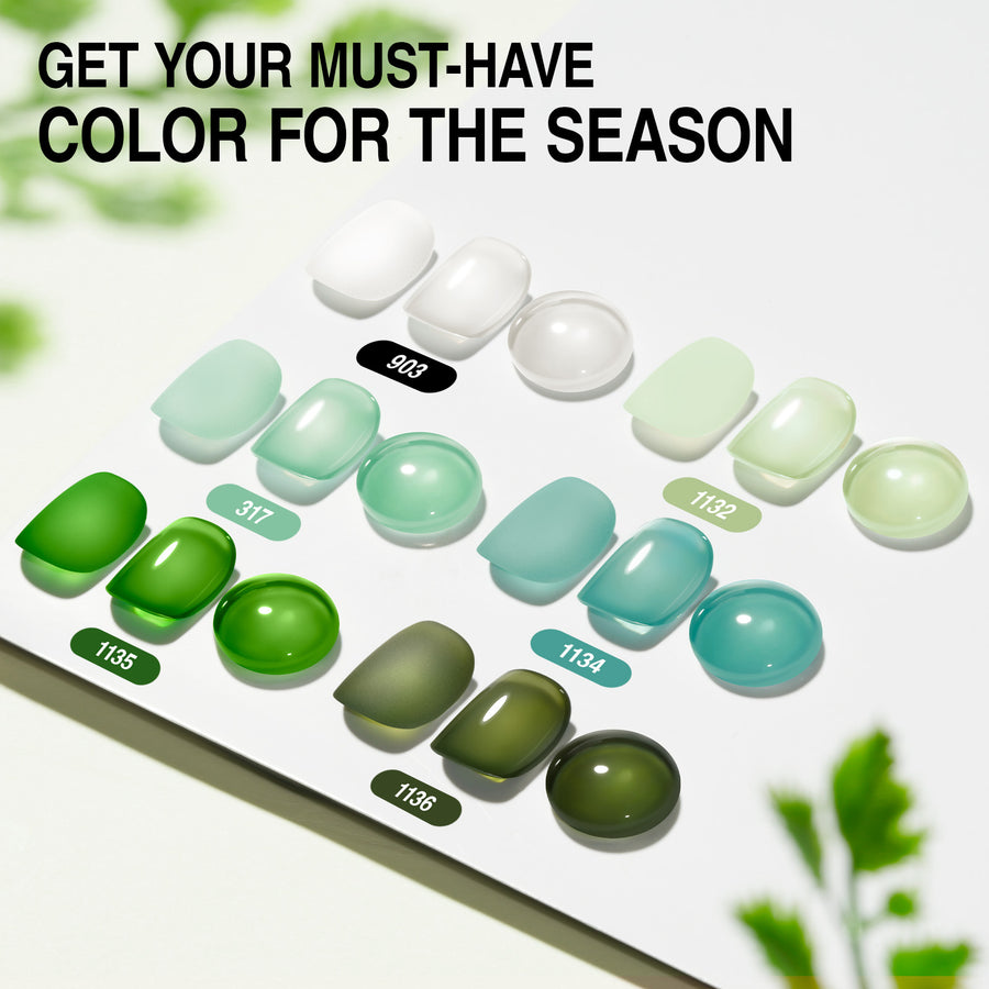 Candy Lover Nail Gel Polish, 6 Colors Water Ripple Green Gel Polish Set, Soak Off UV LED Needed Nail Gel Set, Nail Art Gift for Women DIY Manicure