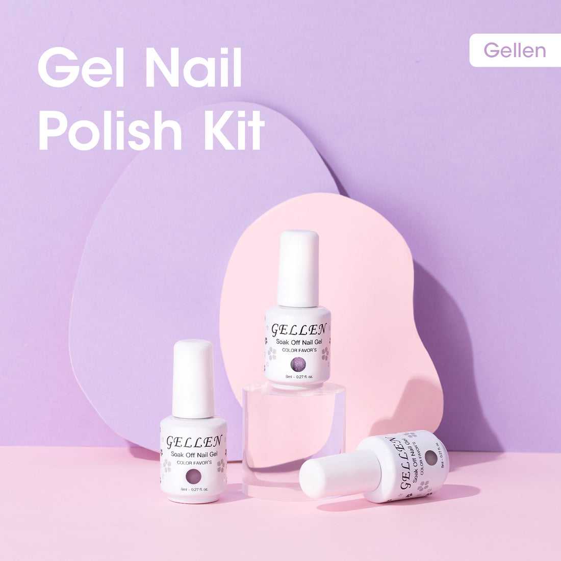 Gellen 6×8ml Gel Nail Polish Kit with Magnet, Natural 4 Effects Cat Eye & Blooming & Shimmer & Nude Gel Polish Set, Soak off Nail Gel At Home Salon Use, Plum White Series