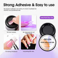 Gellen French Tips Gel Nail Kit - 240 Pcs Pink Short Square, Salon Acrylic Nail Kits Including Gel Top Coat and Base Coat, UV Lamp, Solid Nail Glue Gel, Nail Charms for French Tip Manicure