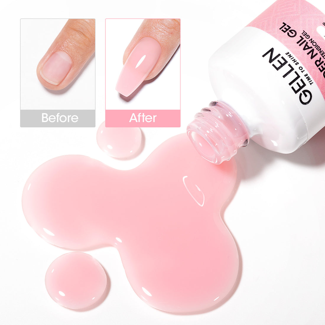 Gellen Builder Nail Gel, 9 in 1 Light Pink Gel Builder for Nail Thickening, LED Nail Lamp Cured Hard Gel Builder Gel Nail Polish Base Gel Extension Gel Building Gel