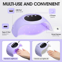 Gellen UV LED Nail Lamp with Electric Nail Drill, 72W UV Light Nail Dryer for Nails, 20000 RPM Nail Files for Acrylic Nails Professional Gel Nail Polish Curing Lamp with Sensor 3 Timers Manicure Tool