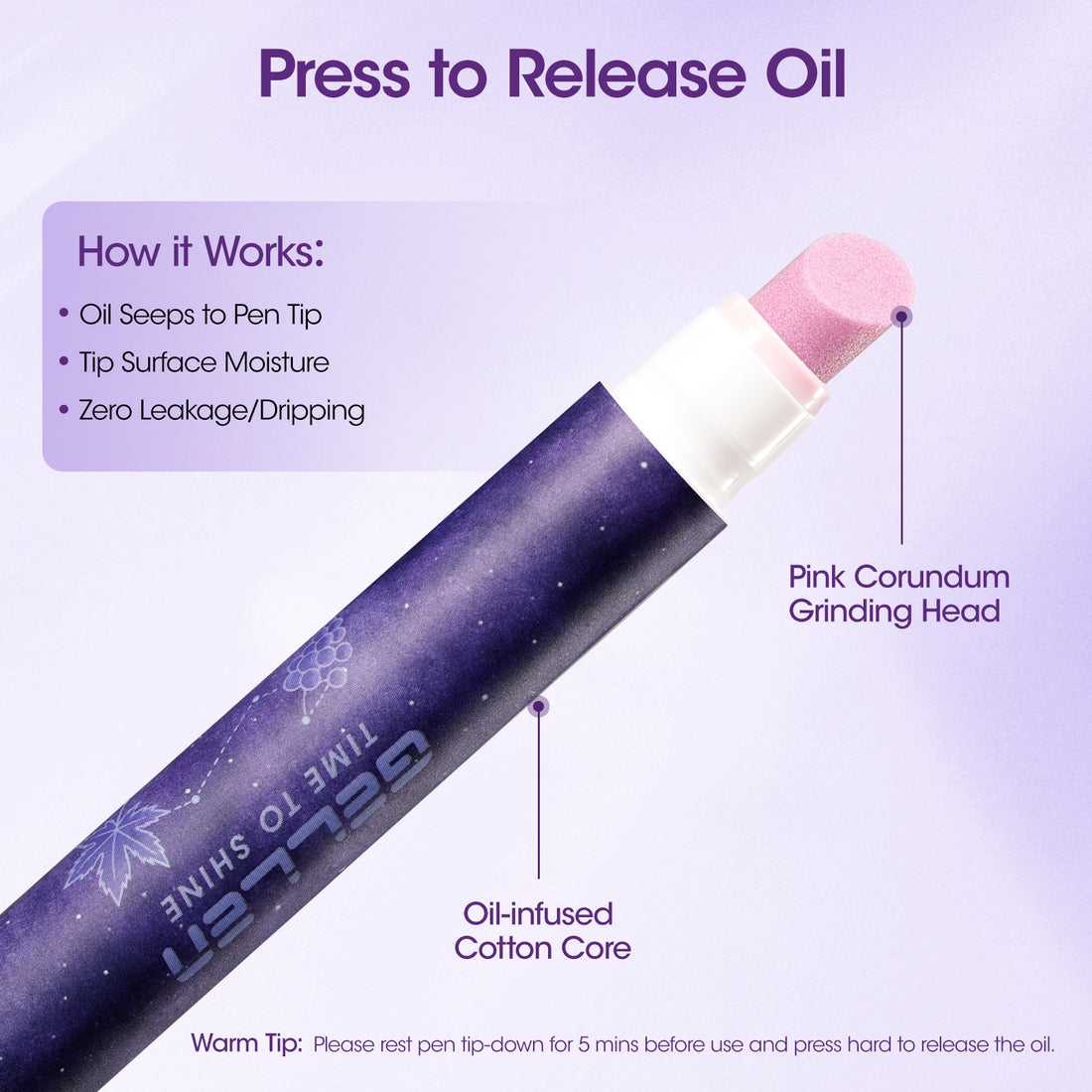 Gellen 4-in-1 Cuticle Pusher Pen with Micro-Dosin Oil, Ceramic Nail Pusher Oil Pen for Hangnails & Dry Nails, Nail Care Pen for Repair & Nourish Nails, Cuticle Remover & Cuticle Oil in a Pen