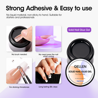 Gellen French Tips Gel Nail Kit - 240 Pcs Brown Long Square, Salon Acrylic Nail Kits Including Gel Top Coat and Base Coat, UV Lamp, Solid Nail Glue Gel, Nail Charms for French Tip Manicure