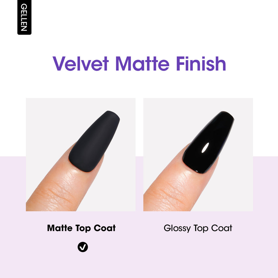 Gellen Matte Gel Top Coat, 18ML No Wipe Matte Gel Top Coat, Clear UV Top Coat Gel Nail Polish, Soak Off Nail Lamp Gel Base Top Coat Nail Art Home Manicure