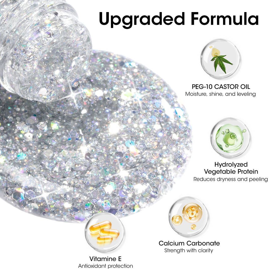 Gellen Nail Polish, Quick Dry 3 Colors Glitter White Sliver Gold Nail Polish Set Xmas Halloween Nail Lacquer Set, Gift for Women Home Nail Art, No UV Light Needed, 0.33 Fl.oz