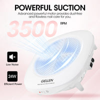 Gellen Nail Dust Collector with Reusable Filter&Dust Brush Nail Tech Vacuum Dust Fan Low Noise Powerful Suction Dust Extractor Electric Machine