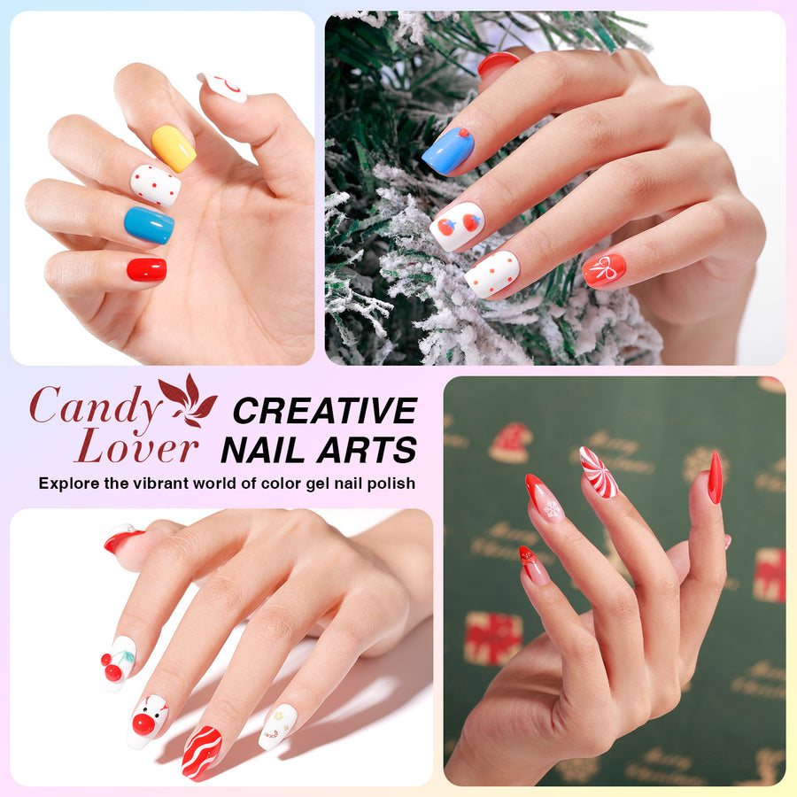 Candy Lover Gel Nail Polish Kit, 12 Colors Rainbow Collection Nail Gel Kit with Greeting Card & 72W UV Nail Lamp, Salon Quality Long-lasting Gel Polish Set, Gift for Girl Women DIY Manicure