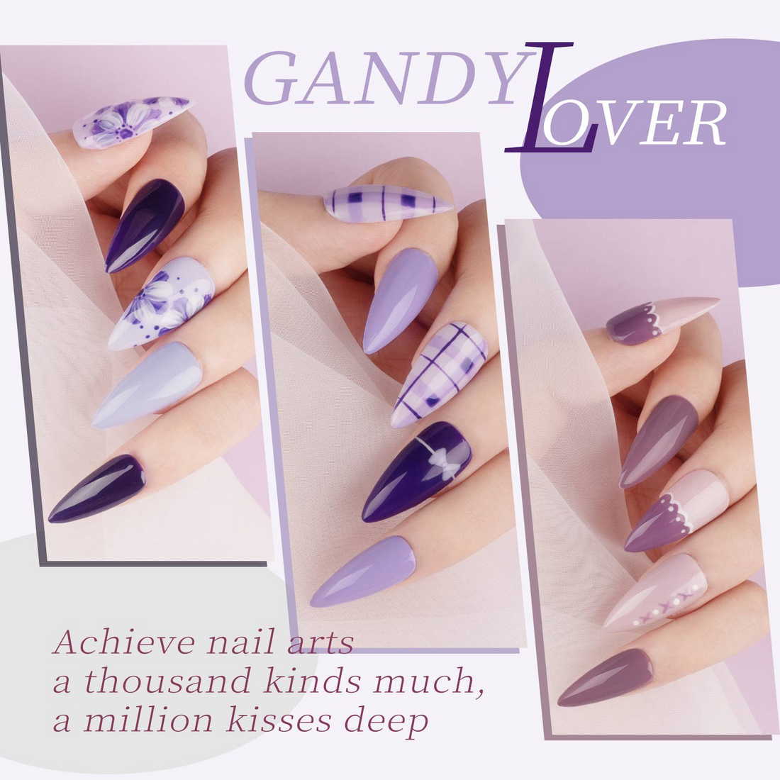 Candy Lover Gel Nail Polish Kit with Top Base Coat, 6 Purple Colors Set with Top Coat Base Coat, Quick Dry, Long-lasting, UV Gel Polish, No Wipe Soak Off Nail Polish, Nail Art Gift for Women Girls