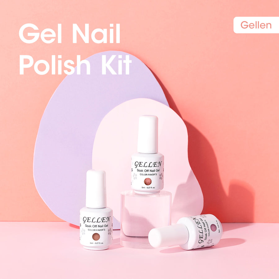 Gellen 6×8ml Gel Nail Polish Kit with Magnet, Natural 4 Effects Cat Eye & Blooming & Shimmer & Nude Gel Polish Set, Soak off Nail Gel At Home Salon Use, Orange Yellow Pink Series