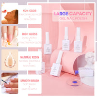Perfect Summer Gel Nail Polish, 12 Colors Gel Polish Morandi Blue Purple Pink Soak Off UV Nail Polish Gel, Manicure DIY Salon Nail Art Gift for Women Girls