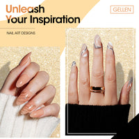 Gellen Gel Liner Nail Polish, 2 Colors Gold Sliver Nail Art Gel Nail Polish Set, Gel Polish Soak Off UV Cure Gel Built Thin Nail Brush Christmas Gifts for Women