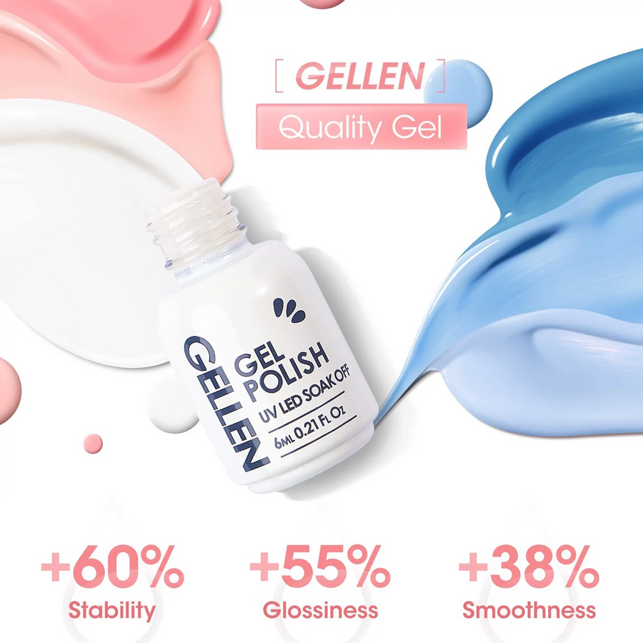 Gellen Gel Nail Polish Kit- 6 Colors Blue Pink Peach Gel Nail Polish Set Spring Summer Soak off LED Gel Manicure DIY Nail Gifts for Girls