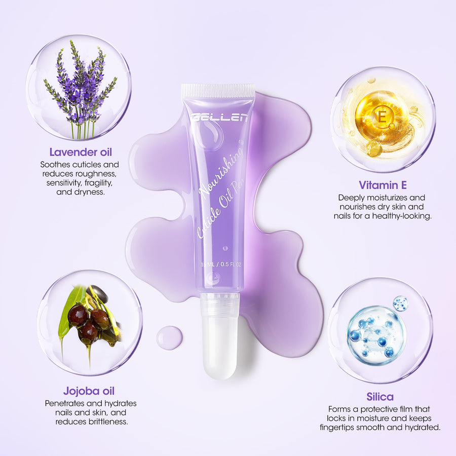Gellen Cuticle Oil Pen for Nails, Nourishing with Lavender Oil & Vitamin E, Soften Cuticles Strengthen Nail Growth,15ml Pro Nail Care Treatment for Healthier-Looking Nails, On-the-Go, Travel-Sized