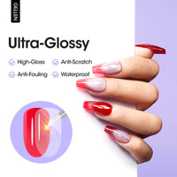 Gellen Gel Top Coat, 2Pcs 18ML Gel Polish Top Coat Soak Off UV Light Cured, Upgraded Crystal Glossy Top Coat Gel Nail Polish for Salon Nail Art Home Manicure