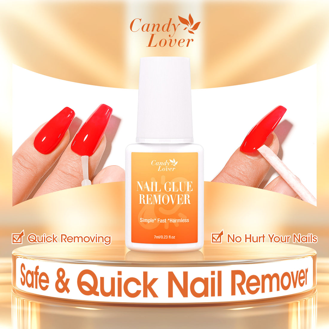 Candy Lover Nail Glue and Glue Remover for Press on Nails, Air Dry Nail Glue and Acrylic Nail Glue Remover Set for Fake Nail Tips, 0.23 fl oz Each