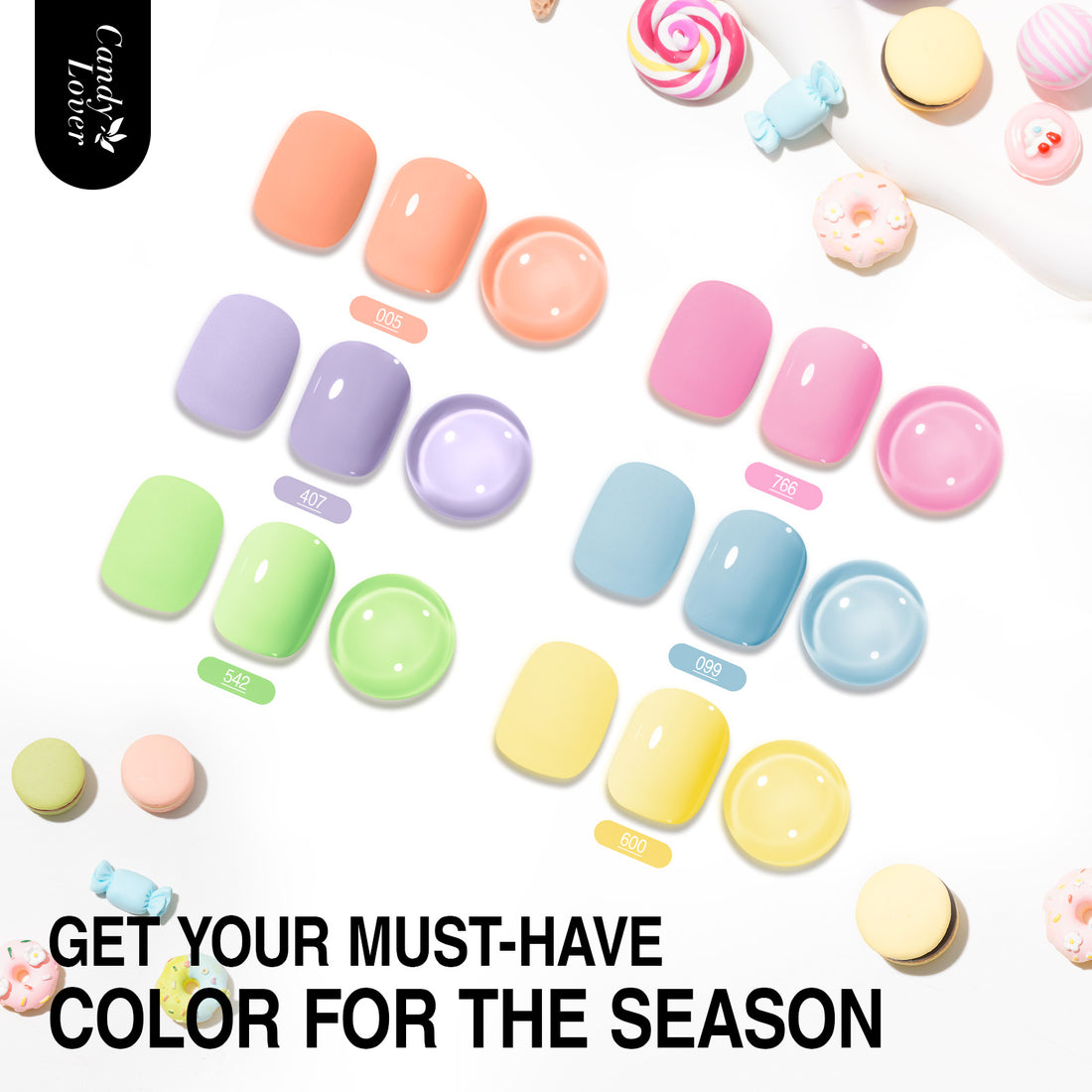 Candy Lover Nail Gel Polish, 6 Colors Classic Macaron Gel Polish Set, Soak Off UV LED Needed Nail Gel Set, Nail Art Gift for Women DIY Manicure