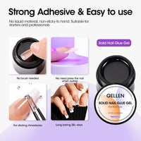 Gellen French Tips Gel Nail Kit - 240 Pcs Brown Almond, Salon Acrylic Nail Kits Including Gel Top Coat and Base Coat, UV Lamp, Solid Nail Glue Gel, Nail Charms for French Tip Manicure