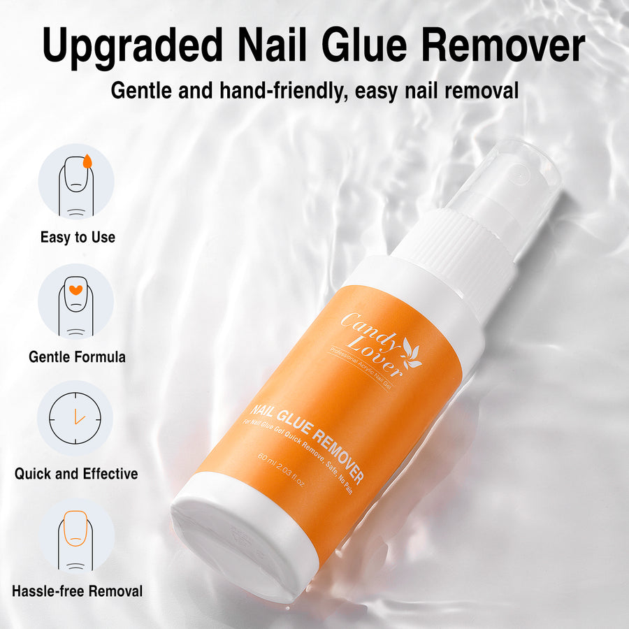 Candy Lover Nail Glue Remover, 60ML Gel Nail Glue Remover for Press On Nails, Easy Remove Solid Nail Glue Gel On Fake Nail Tips