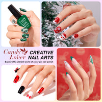 Candy Lover Gel Nail Polish Kit, 12 Colors Christmas Collection Nail Gel Kit with Greeting Card & 72W UV Nail Lamp, Salon Quality Long-lasting Gel Polish Set, Gift for Girl Women DIY Manicure