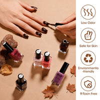 Gellen Quick Dry Nail Polish, 6Colors Wine Plum Dark Tone Gradient Collection Regular Nail Polish Set No UV Light Needed for Finger Toe & Fake Nails Home Salon DIY Nail Art