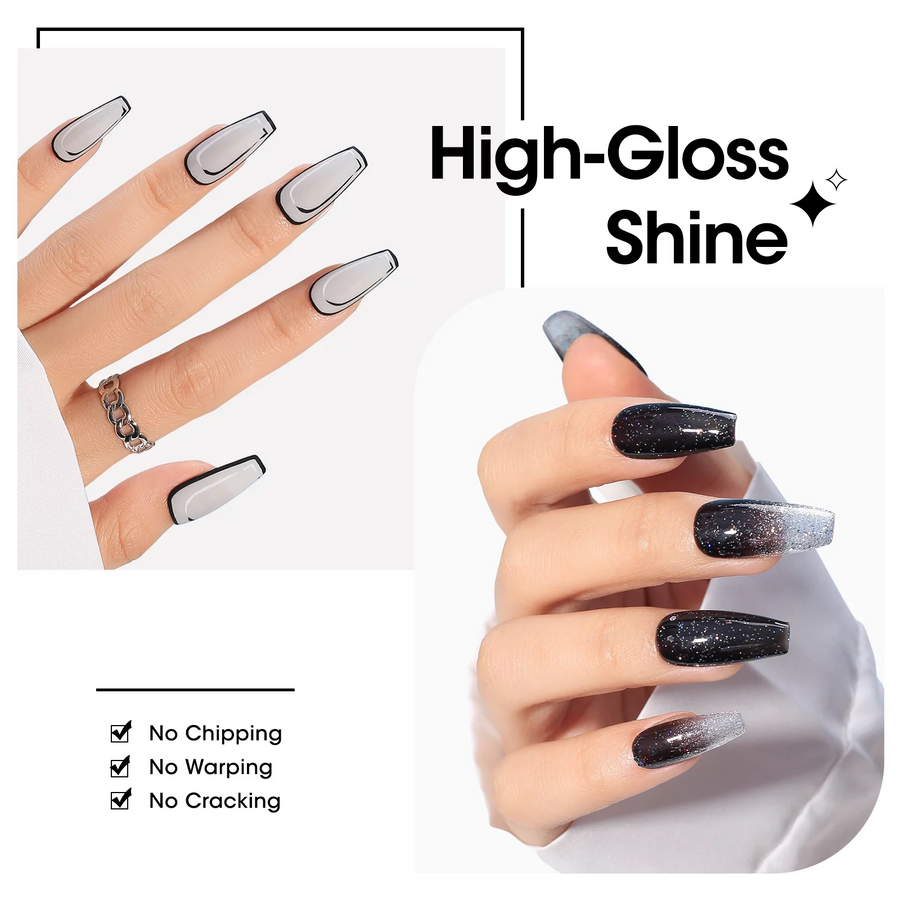 Gellen Gel Nail Polish Kit, 6 Glitter Black White Silver Colors, All Season Gel Polish Set, Soak off Nail Lamp Gel Kit, Gifts for Women