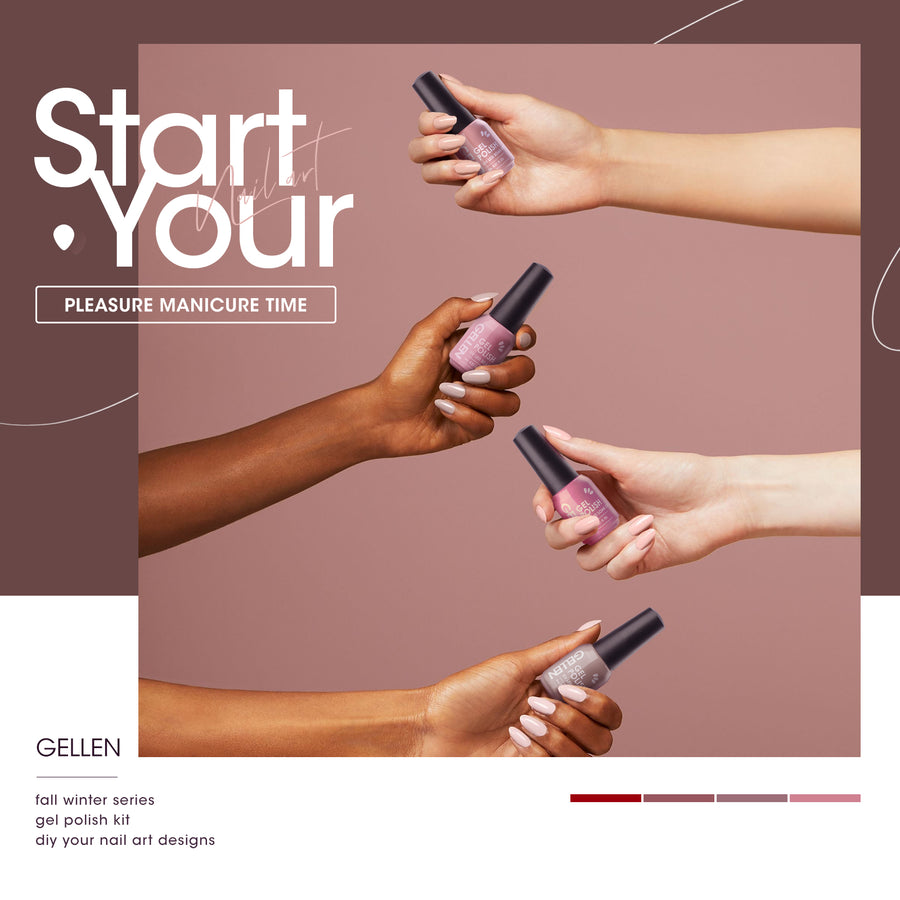 Gellen Gel Nail Polish Kit, 16 Colors Gel Polish Nudes Pink Red Brown Soak Off Nail Gel Polish Set with Top and Base Coat, UV Nail Gel DIY Salon Nail Art Valentine Gift for Women