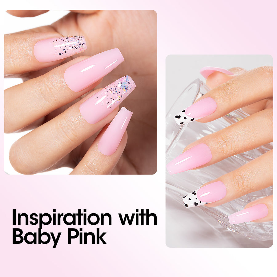 Gellen Poly Gel Nail Extension Gel, 60g Baby Pink Builder Nail Gel Long Lasting Trendy Nail Art Design for Salon Manicure Beginner Easy DIY