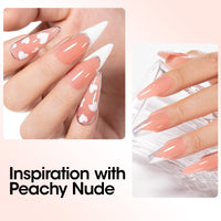 Gellen Poly Gel Nail Extension Gel, 60g Peachy Nude Builder Nail Gel Long Lasting Trendy Nail Art Design for Salon Manicure Beginner Easy DIY