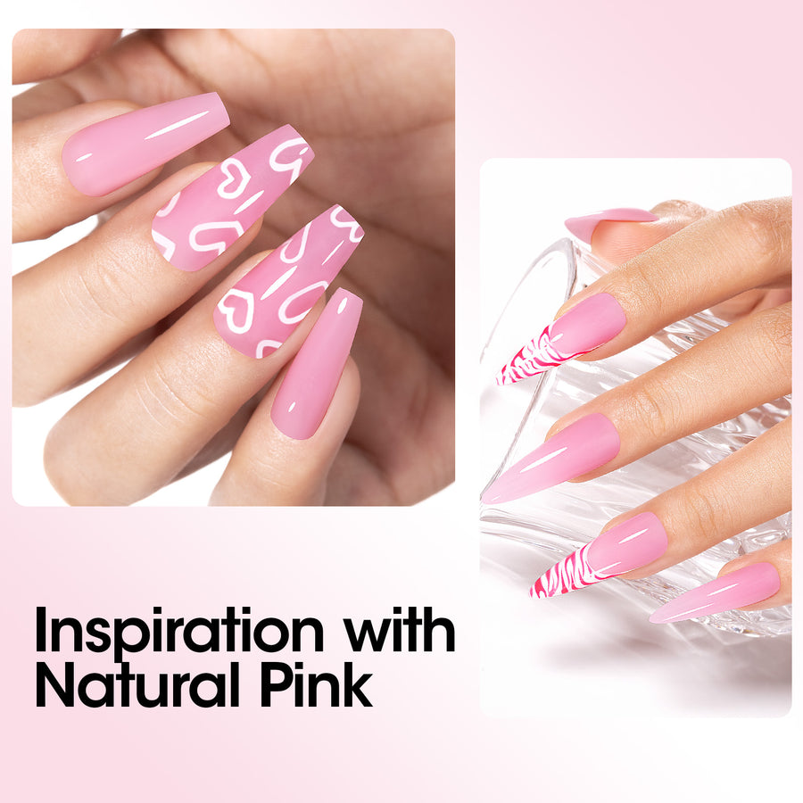 Gellen Poly Gel Nail Extension Gel, 60g Natural Pink Builder Nail Gel Long Lasting Trendy Nail Art Design for Salon Manicure Beginner Easy DIY
