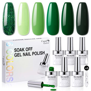 Candy Lover Gel Nail Polish Set, Green Glitter Nail Polish Gel, UV Gel Polish