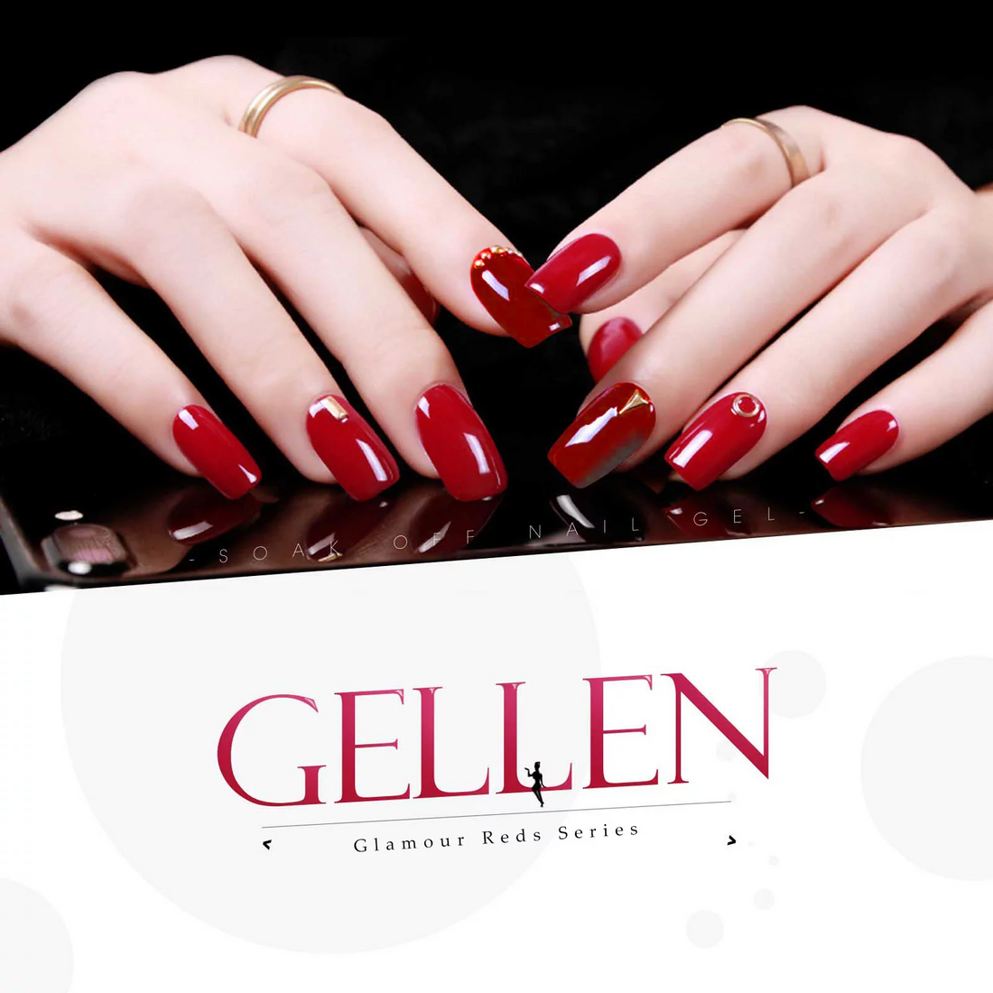 Gellen 6Pcs Gel Nail Polish Kit Magenta Reds Collection Soak off Nail Set Lamp Needed Gel Nail Polish Kit Gifts for Women