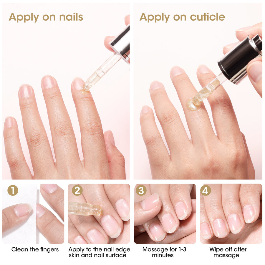 Gellen Nail Cuticle Oil for Growth and Strength, 15ml Vitamin E Nail Nourishing Oil for Hydrating, Moisturizing, Strengthening, Cuticle and Skin Nail Care for Women, Jasmine Scent, Gold Shimmer
