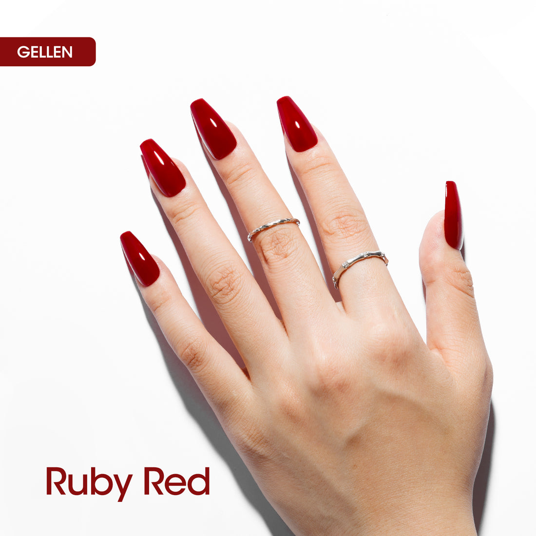 Gellen Red Gel Nail Polish and Sliver Glitter Gel Polish, 10ml Sparkle Silver Nail Polish Soak Off No Wipe UV Gel for Nail Art Salon Manicure DIY, Christmas Gifts for Women