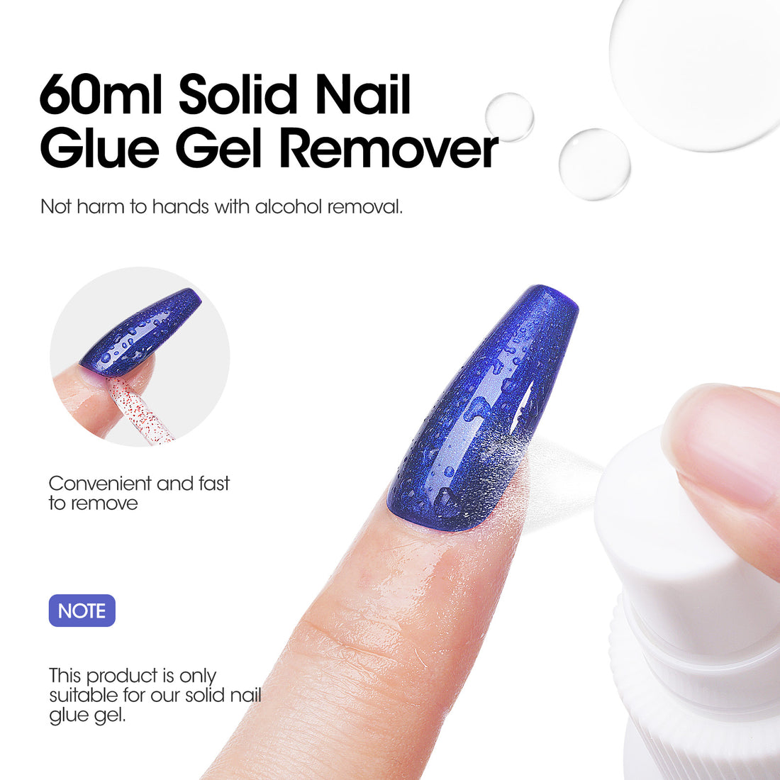 Gellen Nail Glue Gel for Fake Nails Tips, 1Pc 15g Solid Gel Nail Glue for Press ons Nails with 60ml Nail Glue Remover Set