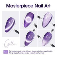 Gellen Cat Eye Gel Nail Polish, 18ml Gel Polish with Magnet Stick, Magnetic Shimmer Glitter Holographic Nail Polish Soak Off LED Gel for Nail Art DIY, Elegant Purple