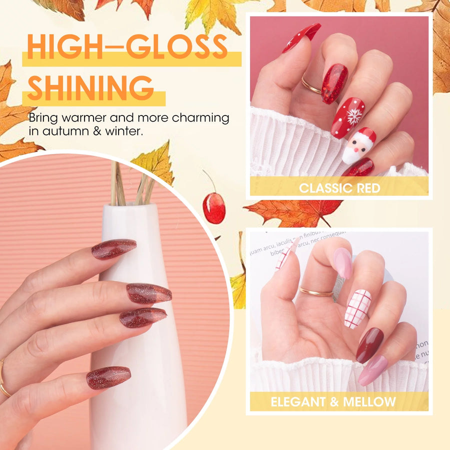 Perfect Summer Gel Nail Polish, 12 Colors Gel Polish Winter Red Brown Nude Soak Off UV Nail Polish Gel, Manicure DIY Salon Nail Art Gift for Women Girls